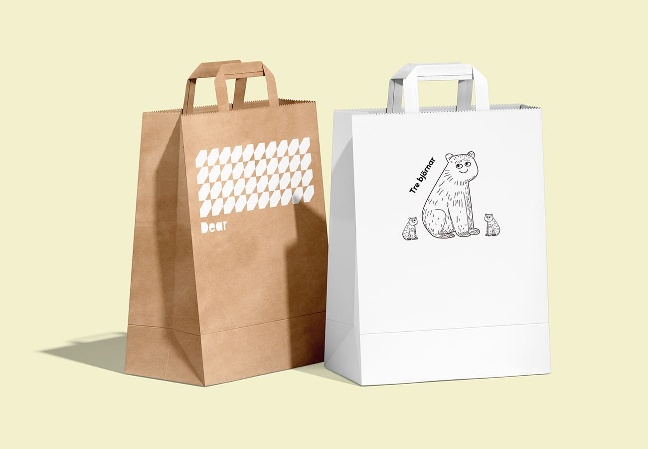Brun Papperspåse Platta Handtag med eget tryck - Din design - Enklapack.se